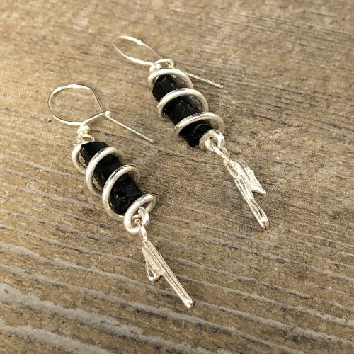 Ice Crystal Earrings with Black Tourmailine