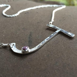  Letter, initial, J, necklace, sterling, silver, jewelry, forged, gift