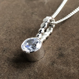 cz, diamond, sterling, silver, pendant, necklace, hand crafted, canadian