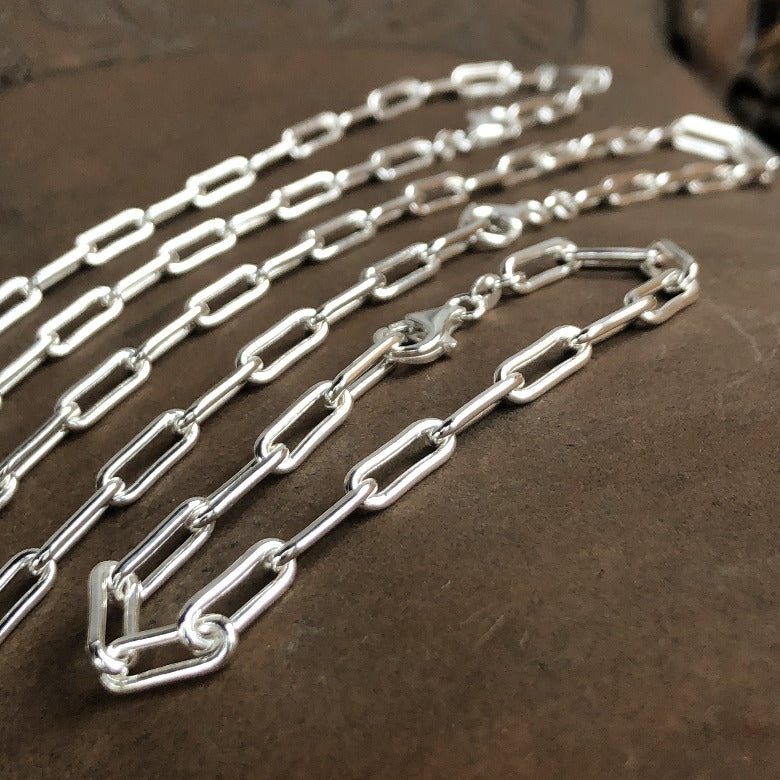 sterling, paper clip, chain, bracelet, silver, jewelry, handmade, forged